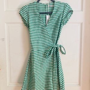 Reformation Rodin Green Gingham Dress